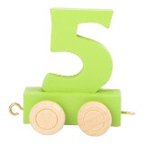 Vagónik drevené vláčikodráhy - farebné číslice - číslo 5