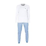 Dámske pyžamo Tufte White / Light Blue Checkers BIELA / MODR