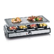 Raclette Grill with natural grill stone, 1400W, 8 non-stick